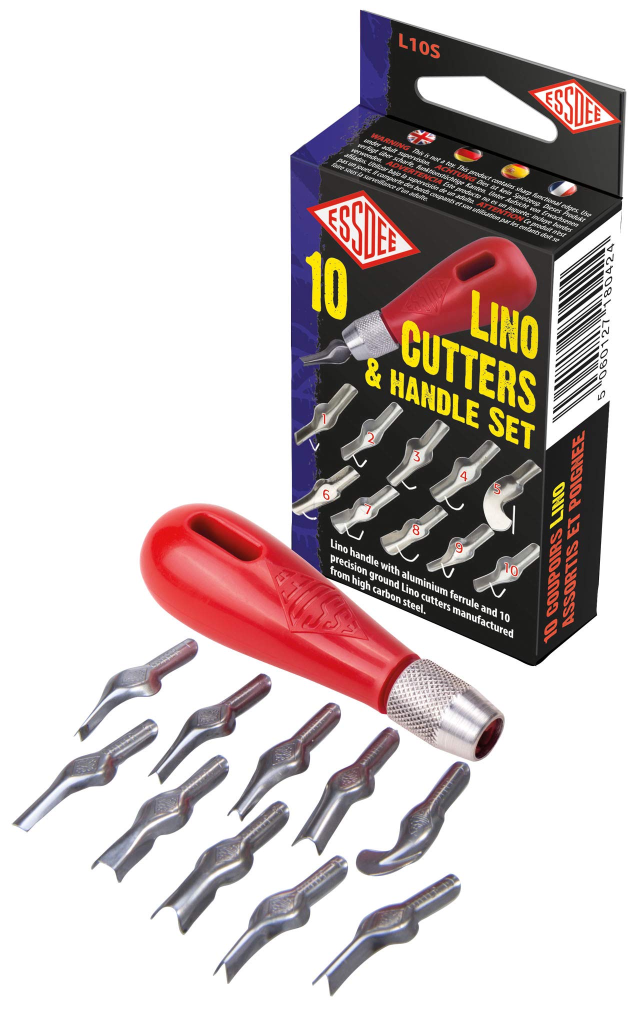 Essdee Ten Lino Cutters and Handle Set (Lino Cutter Styles 1 to 10)