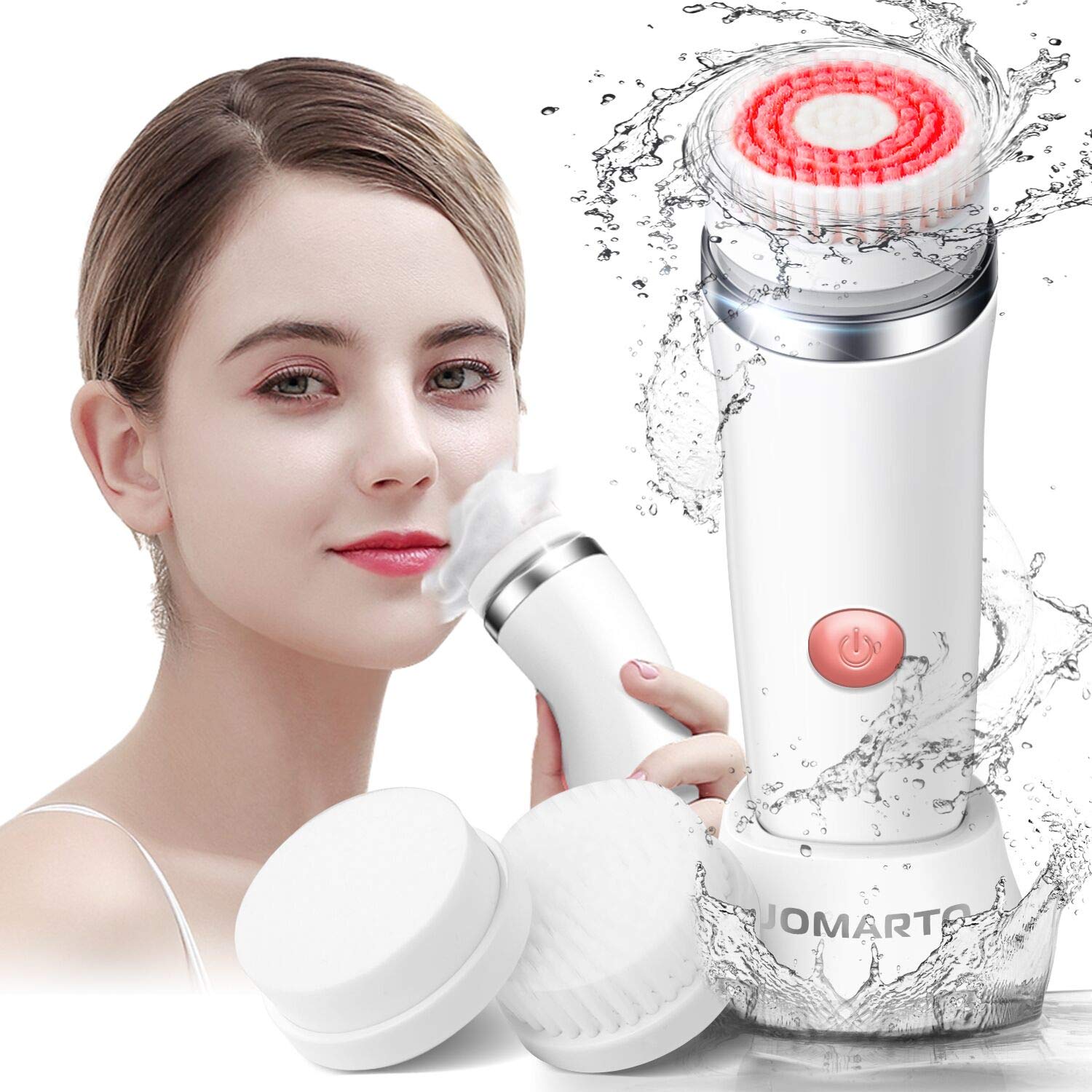 Facial Cleansing Brush Gift Kit, JOMARTO Waterproof Facial Cleansing Devices, Spin Brush with Replaceable Brush Heads, USB Rechargeable for Deep Cleansing, Gentle Exfoliating and Removing Blackhead: Beauty