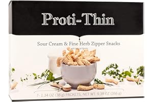 Proti-Thin High Protein Sour Cream & Fine Herb Zipper Snacks, 15g Protein, Low Calorie, Low Fat, Low Sugar, No Gluten Ingredients, Aspartame Free, Ideal Protein Compatible, 7 Count Box