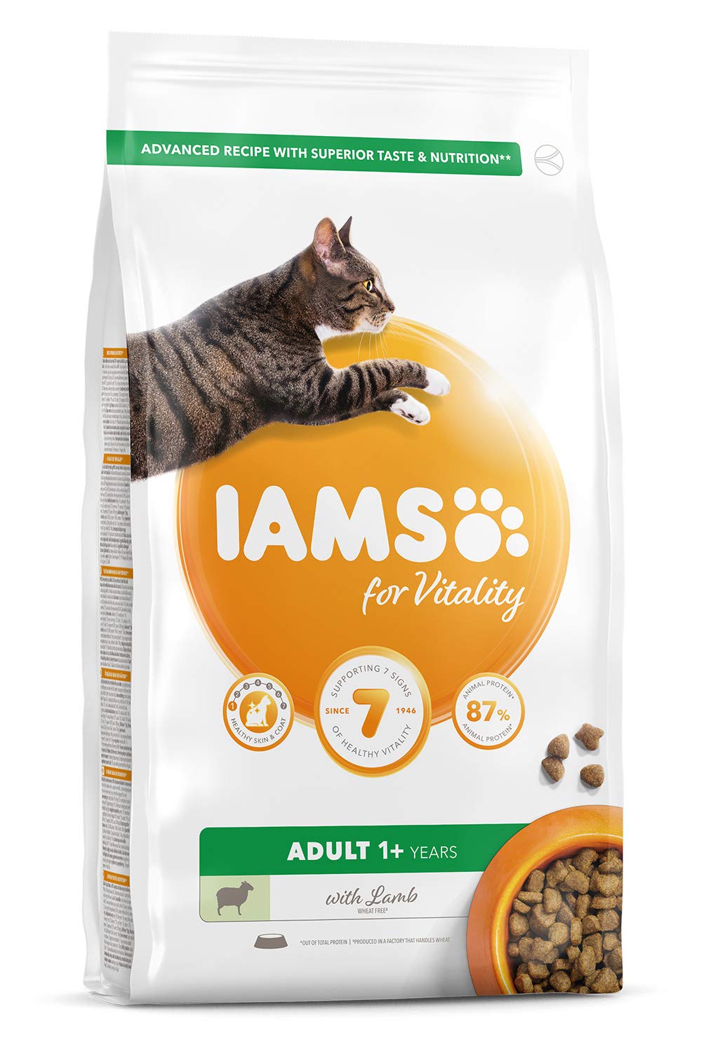 Iams For Vitality Adult Cat Food With Lamb, 2kg