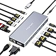 USB C Laptop Docking Station, 14 in 1 Type C Hub with 3 Monitors, Dual HDMI, VGA, PD, Ethernet, SD/TF, USB C/A Ports, Mic/Audio, Multiport Adapter Dongle Compatible for MacBook/Dell/HP/Lenovo Laptops