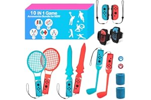 YAVOCOS 14-in-1 Switch Sports Accessories Bundle for Nintendo Switch/Switch OLED, Family Accessories Kit with Keycaps, Sports