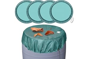 HOOMTREE 4 Pcs Green Mesh Cover for Rain Barrel, Rain Water Collection Barrel Net Cover with Elastic Drawstring Rain Bucket Screen Cover, Prevent Mosquitoes, Leaves and Debris