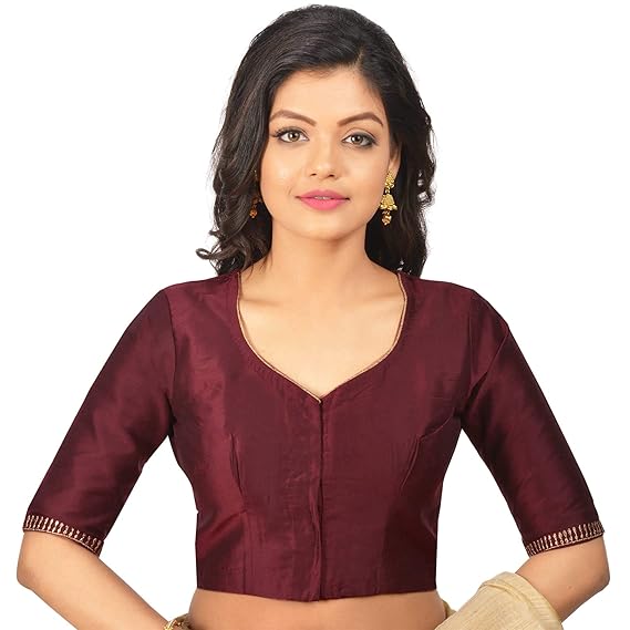 Women's Cotton Silk Blouse(Maroon)