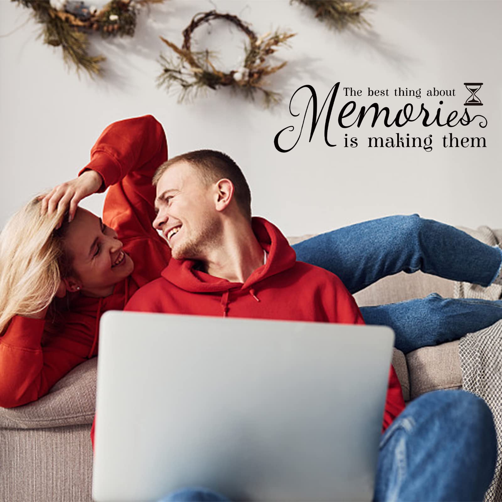 SUPERDANT The Best Thing About Memories Wall Stickers Family Lettering Wall Decals Inspirational Saying Decal Family Wall Stickers for Living Bedroom Home Decorations Black 54x18cm