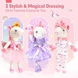 hahaland Unicorn Toys Girl Dress-Up Set with 3 Outfits Plush Doll view 4