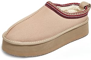 PepStep Womens Slippers Platform Mini Ankle Boots,Vegan Suede Upper,Warmly Cozy Fuzzy Fur-Lined Sneaker Shoes for Out Door