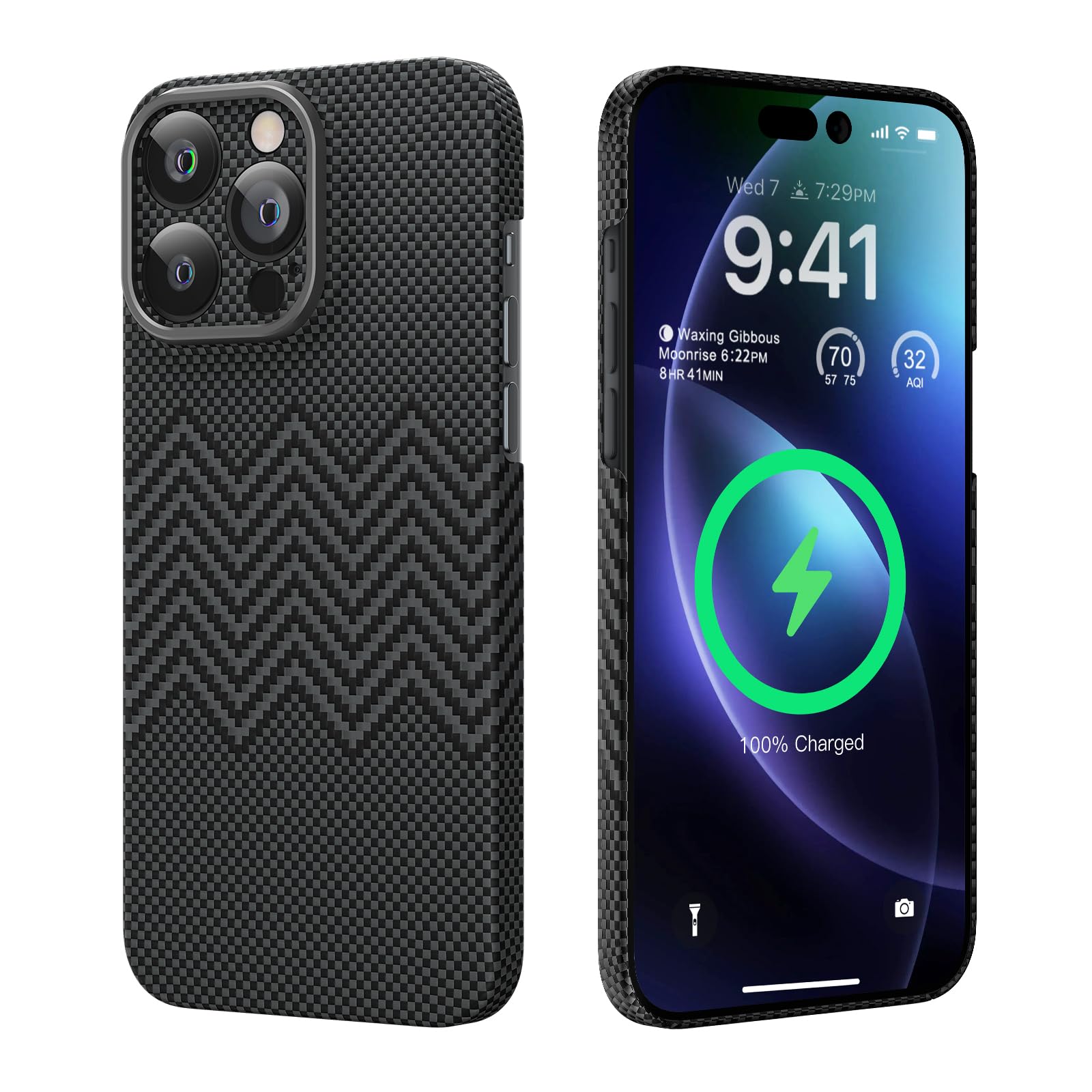 memumi Aramid Fiber Magnetic Case for iPhone 16 Pro Max, [Compatible with Mag-Safe] Sturdy Durable for iPhone 16 Pro Max Aramid Fiber Thin Case, Military Grade Drop Protection Black