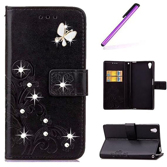 EMAXELERS Sony Xperia Z2 Hülle Schmetterling PU Leder Lederhülle Flip Tasche Wallet Schutzhülle Etui Bookstyle Handyhülle Hül
