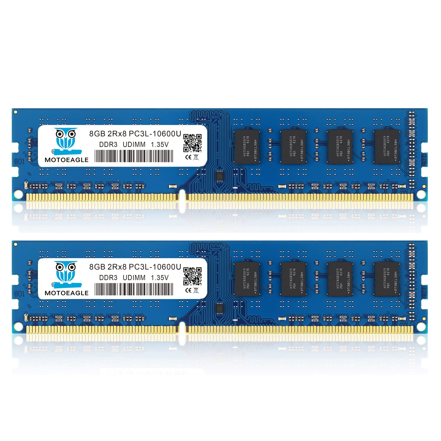PC3L 10600U DDR3L 1333MHz 16GB Kit (2x8GB) UDIMM RAM CL9 1.35V 240-Pin Non-ECC Unbuffered 2RX8 Dual Rank Desktop Memory Modules Blue-8GBx2-10600UL — image 1