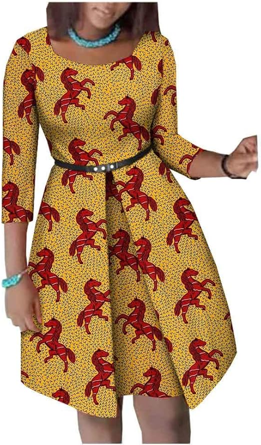 Afripride African Dresses for Women Ankara Print Plus Size Female Midi