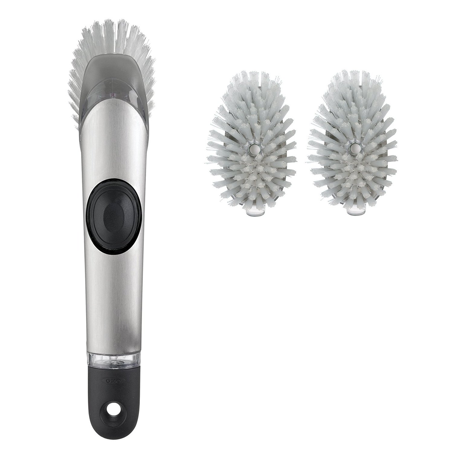 OXO SteeL Soap Dispensing Dish Brush with 2 Dish Brush Refills