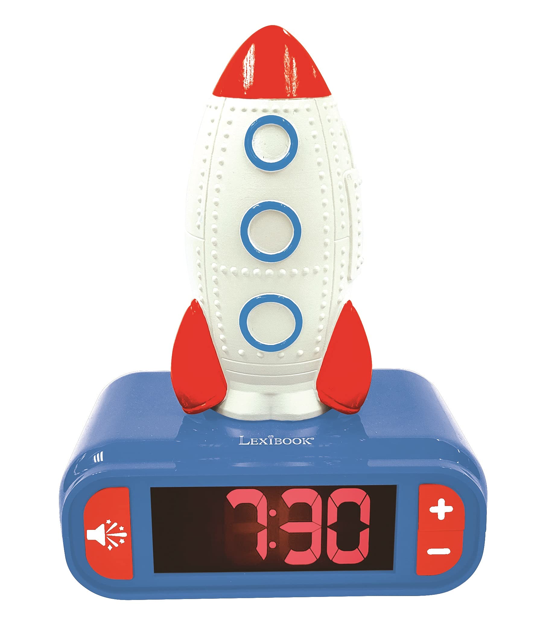LEXIBOOK, Rocket, Nightlight alarm clock, Sounds and Melodies, LCD Backlit screen, Luminous, Snooze, Blue, RL800SPC — image 1