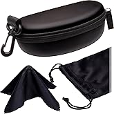 MyEyeglassCase Sports Sunglasses Case and Slim wallet Semi hard large glasses case w/belt clip soft pouch & cloth