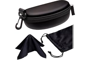 MyEyeglassCase Sports Sunglasses Case and Slim wallet Semi hard large glasses case w/belt clip soft pouch & cloth