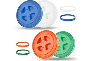 4 Pieces 5 Gallon Leak-Proof Bucket Lid Food Grade Plastic Storage Buckets Screw Seal Lids Screw Pail Lid Pet Food Storage Ch