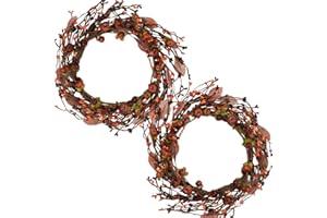 idyllic Mini Pumpkin Pip Berry Wreath for Front Door 12 inches Wreath Indoor Artificial Twig Wreath for Festival Celebration Party Decoration (2 Pack)