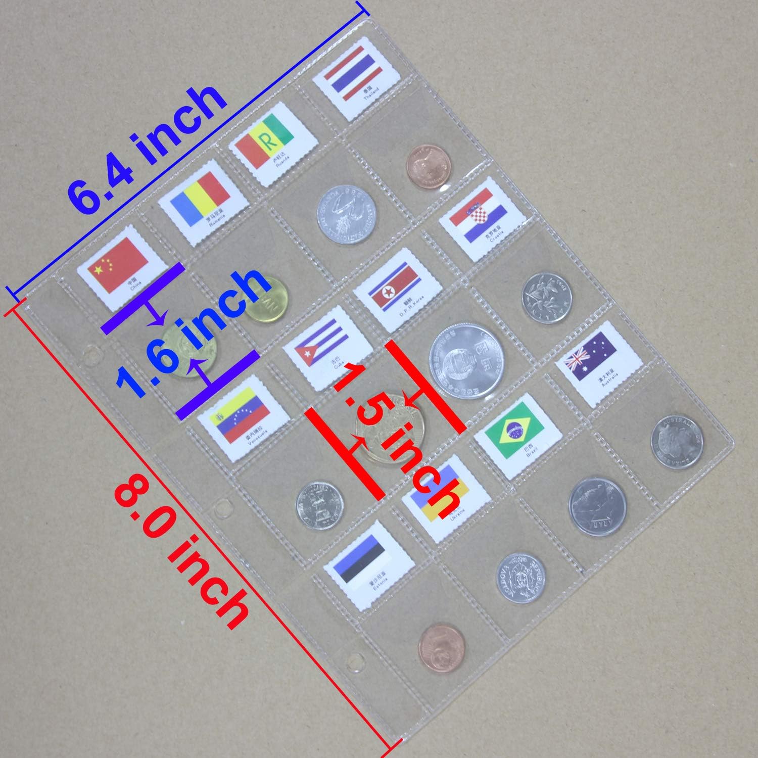 Yakin shop 10Pack Upgraded Plastic Coin Pocket Page Protectors Coin