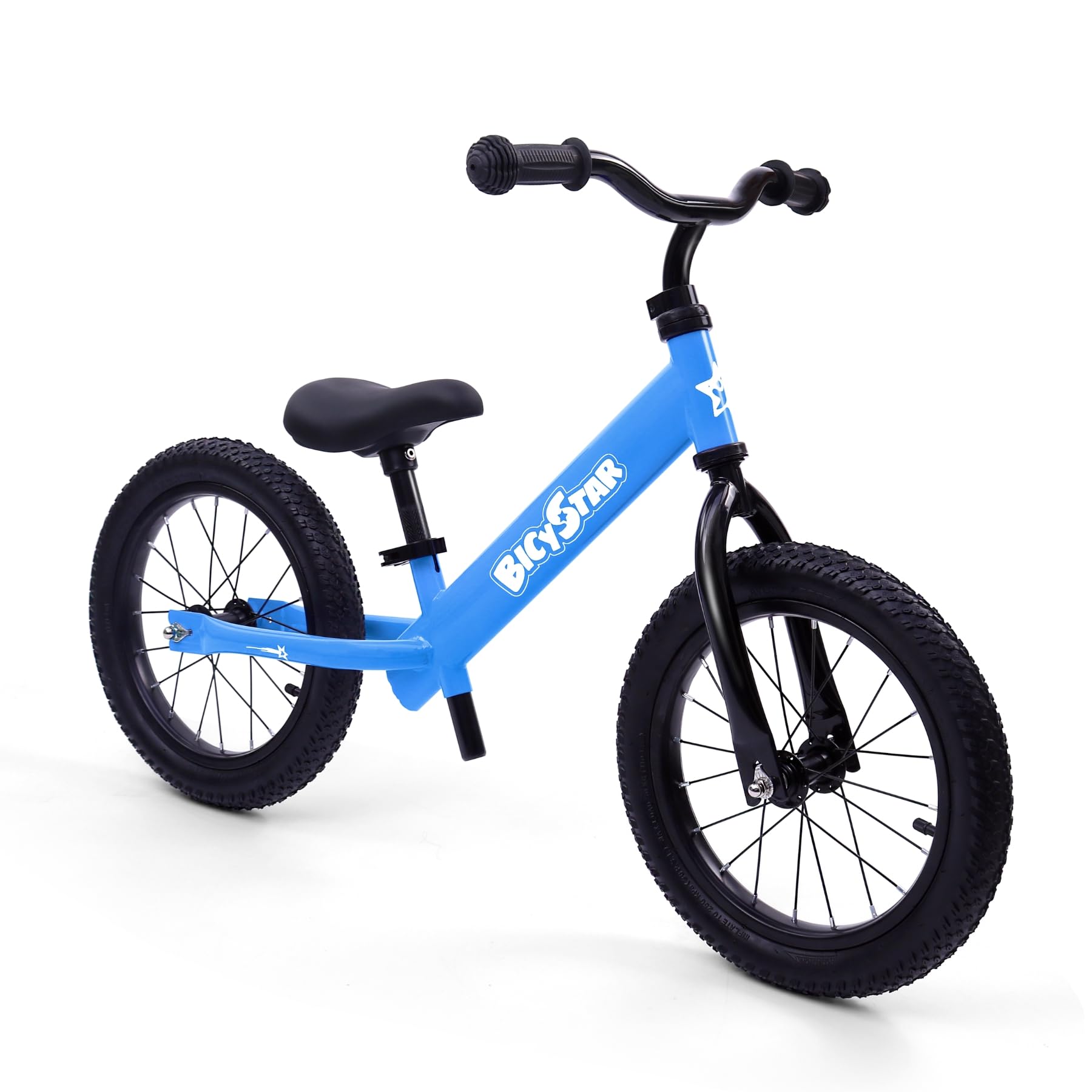 Photo 1 of 14 Inch Balance Bike for Kids 3-6 Year Old, No Pedals, Air Rubber Tires, Adjustable Height, Pedalless Bicycle for Boys, Girls, Blue