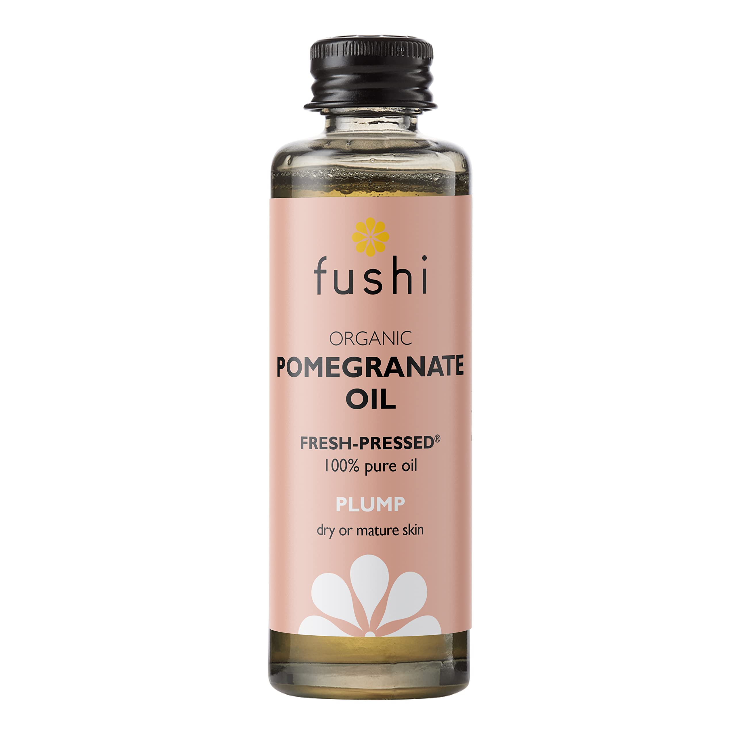 Fushi Pomegranate 80%+ Omega 5 Oil 50ml | Virgin & Fresh-Pressed | Best for Pigmentation, Wrinkles & Dry Skin | Clear, Golden Yellow Coloured Oil | Filtered for Clarity |Ethical, Vegan, Made in the UK