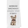 Geqtt Yorkie Gifts Dish Towels - Funny Yorkshire Terrier Decorative Waffle Weave Kitchen Towels, Yorkshire Terrier Hand Tea Towels, Yorkshire Terrier Gifts (16×24 Inches)