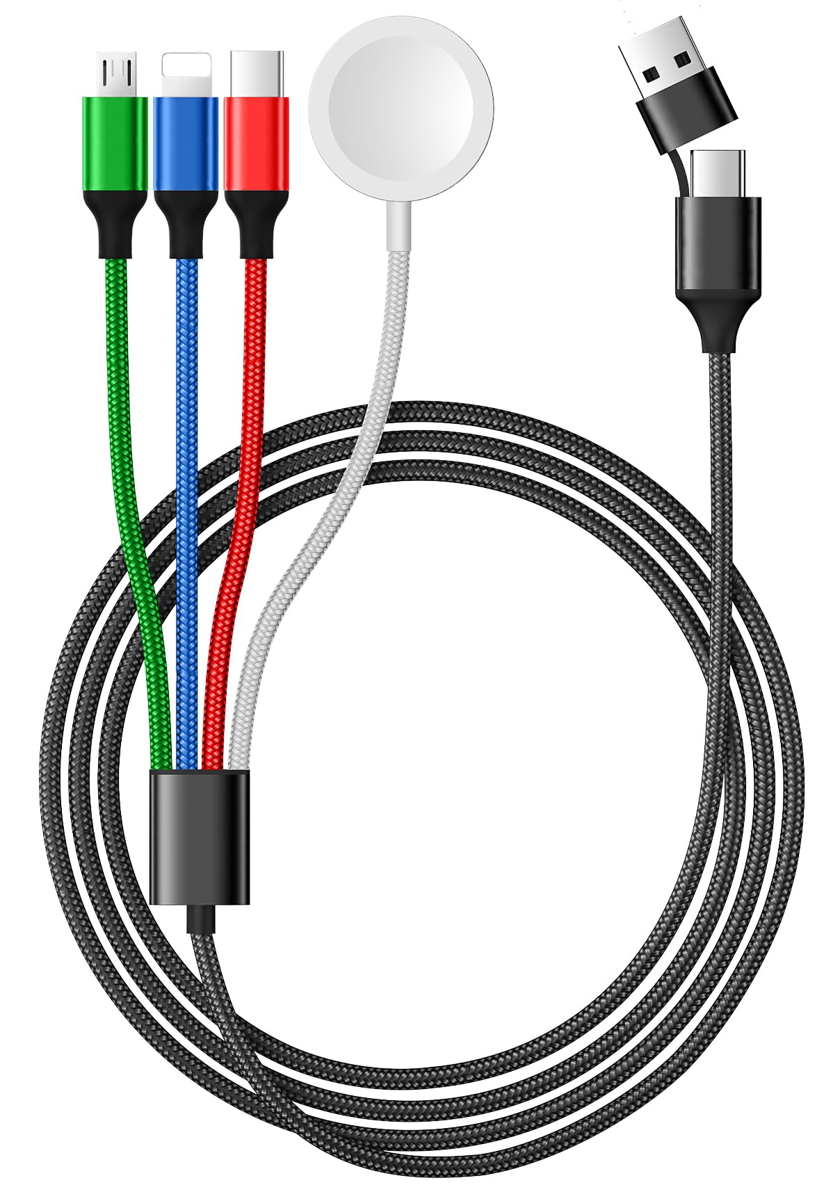 Photo 1 of Temdan for Apple Watch Charger,4 in 2 USB C Cable for iPhone 16 Charger/Type C/Lightning/Micro USB,Multi Charging Cable Cord,Portable Travel Vacation Essentials Designed for iWatch &iPhone 16-12