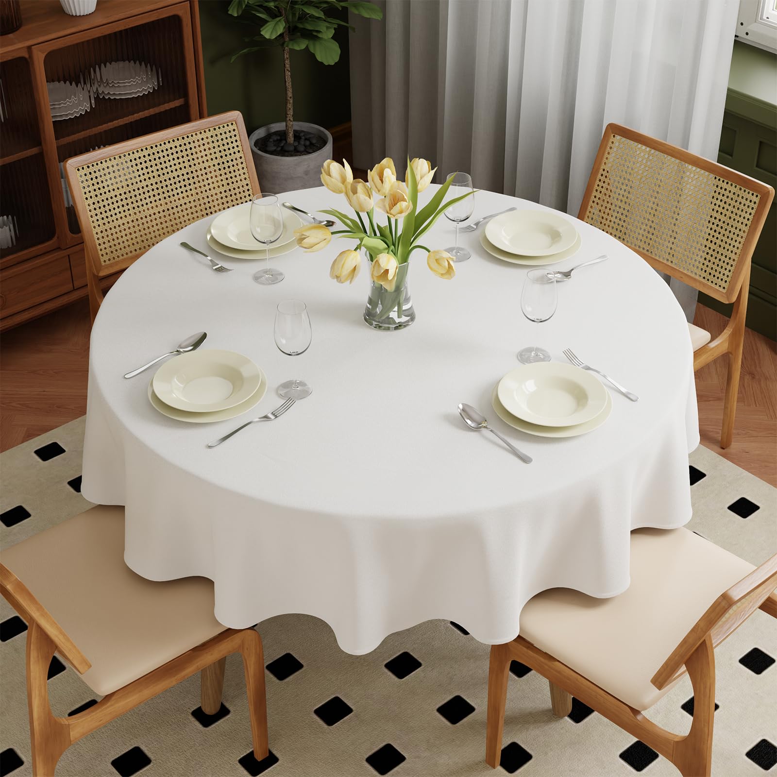 Zdada White Round Table Cloth, 127cm/50Inch Small Circular Table Cloths, Polyester Fabric Washable Tablecloth Dining Table Cover For Banquet Party Home