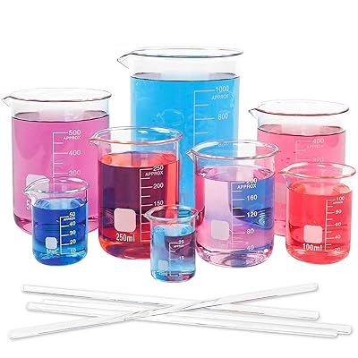 Buy Superlele 8pcs Glass Graduated Beaker Set 25 50 100 0 250 400 500 1000ml Glass Measuring Beakers With 4 Stirring Rods Online In Italy B07q2trn27