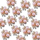 30PCS 21mm Flower Pearl Glass Rhinestone Shiny Crystals Gems Jewelry Stones, Flatback Gemstone for Crafts Clothes Hair DIY Wedding Making Decoration Accessories(13 Light Pink Pearl)