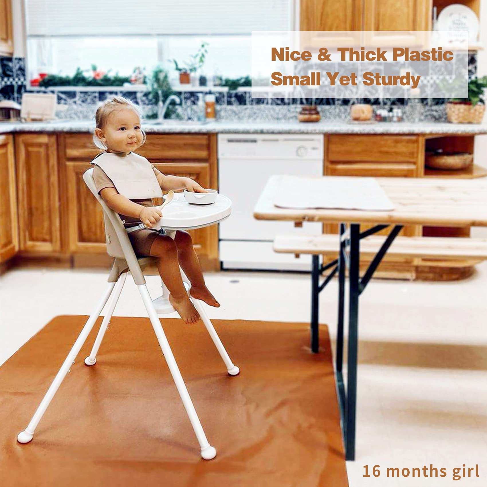 FUNNY SUPPLY 3-in-1 Cute Folding High Chair, High Chairs for Babies and Toddlers, Modern Space Saving Highchair with Removable Double Tray, Easy to Clean, Light Weight Baby Feeding Chair, Cream
