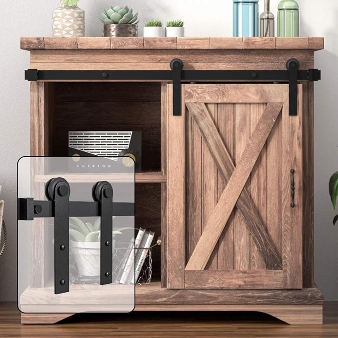 WINSOON 3FT Super Mini Sliding Barn Door Hardware Kit for Single Door TV Stands Small