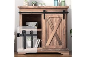 WINSOON 3FT Super Mini Sliding Barn Door Cabinet Hardware Kit for Single Door TV Stands Small Wardrobe Cabinets, I Shape Hang