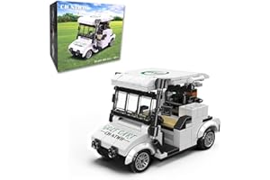 CH NTWH Golf Cart Toy Building Set for Adults Compatiable with Lego Golf - Golf Party Decor, Desk Decor, Gag Golf Gift, Complete with Display Cover (White)