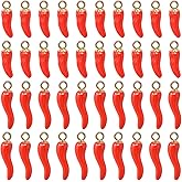 Honbay 40PCS Enamel Alloy Pepper Charms Pendant Mini Small Hot Pepper Red Chili Charms Vegetable Food Charm Bead Charms for Keychains Earrings Bracelets Necklaces Jewelry Making and DIY Crafts