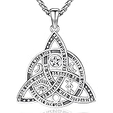 Aniu Tetragrammaton/Pentagram/Triple Moon Goddess Necklace for Men Women 925 Sterling Silver Witch Knot Pentacle Pendant Pagan Wiccan Amulet Energy Gifts Jewelry