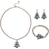 Vutapiro Christmas Jewelry Set 3-Piece Necklace Drop Earrings Bracelet Festive Jewelry Gift Box Christmas Party Gift