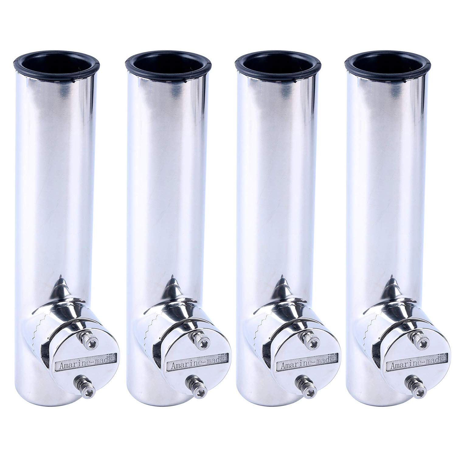 Photo 1 of Amarine Made 4Pcs Lower Clamp Fishing Pole Rod Holder for Boat, Stainless Clamp on Fishing Rod Holder for Rails 7/8" to 1"