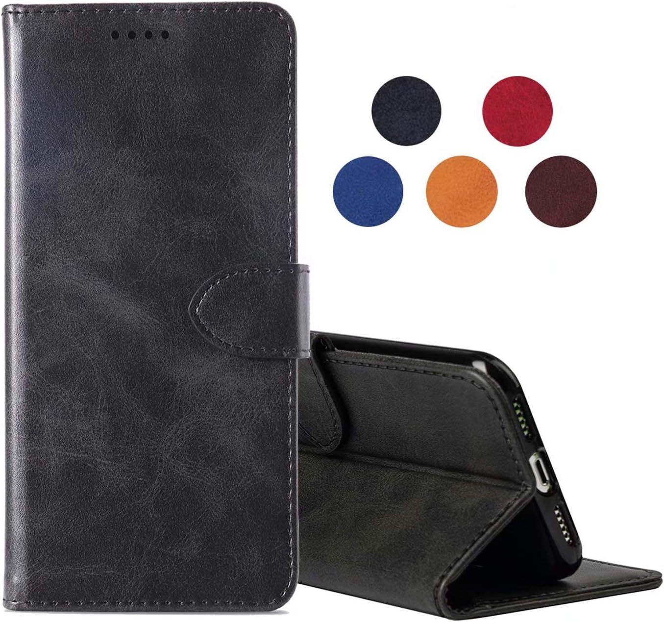 cookaR Case for ASUS ROG Phone II, Durable Vintage Premium PU Leather Flip Magnetic Folio Wallet Cover Case for ROG Phone II with Card Slots, Black