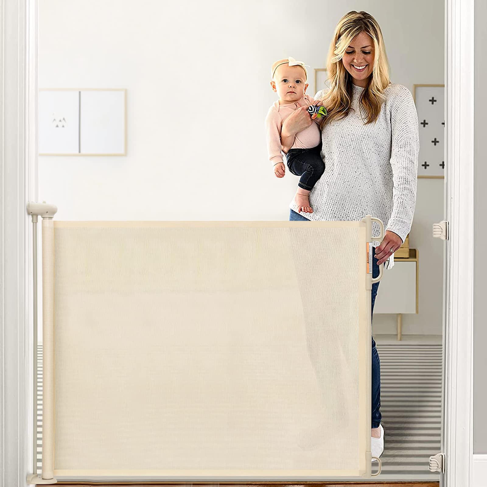 CB SKY Retractable Baby Gate - Extra Wide 59" Mesh Safety Gate For Stairs & Doorways