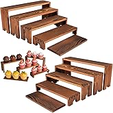 12 IN Large Wooden Tiered Riser Display Stands, 2Sets 5-Tier Wooden Cupcake Stand & Display Risers, 10PCS Stackable Tiered Shelf Perfume Organizer Dessert Table Cookie Display Stands for Vendor Events