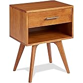Mid Century Modern One Drawer Nightstand/Constructed of Solid Wood/Castanho Finish