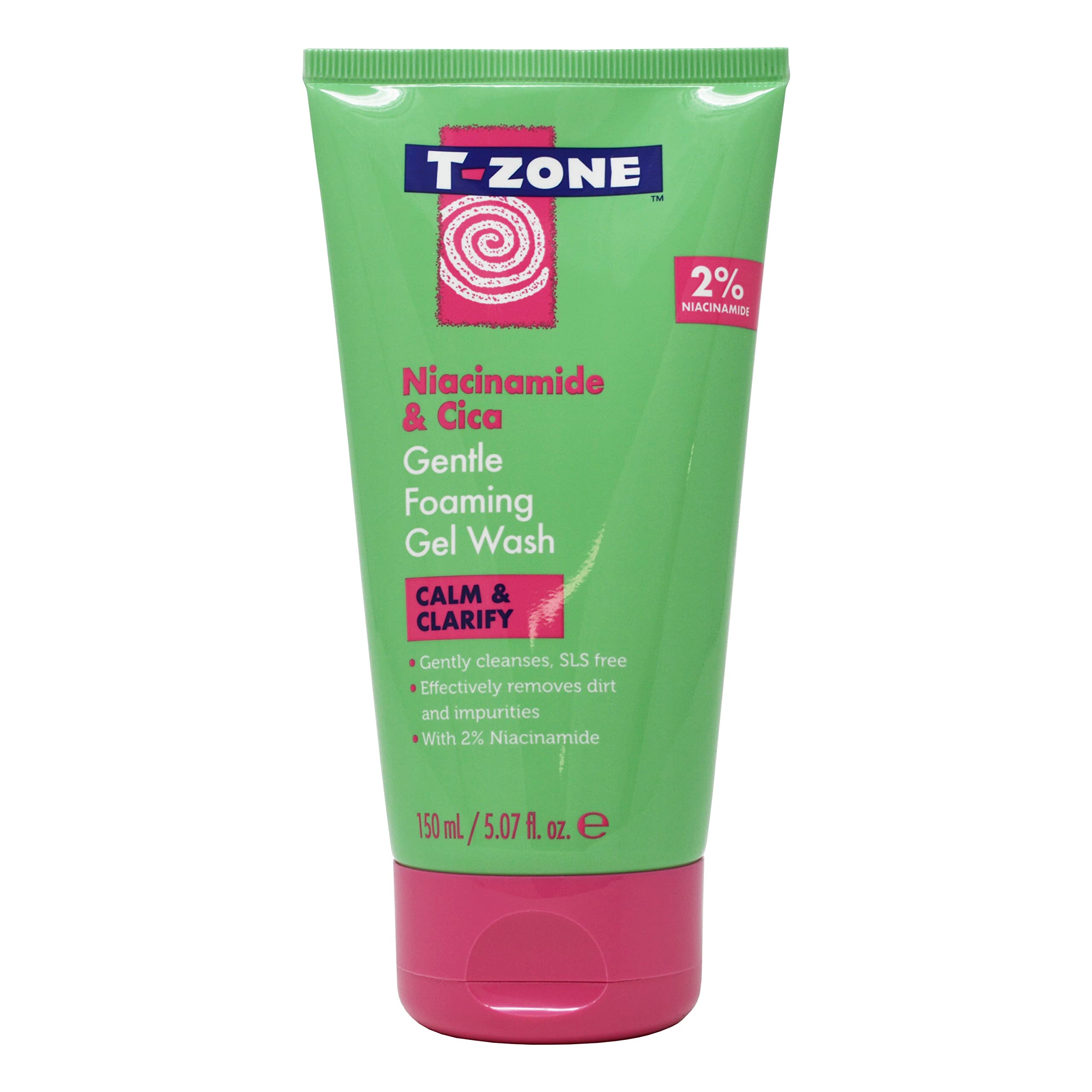 T-Zone Niacinamide & Cica Calm & Clarify Gentle Foaming Gel Wash (150ml) - Gently cleanses. SLS free. Effectively Removes Dirt and Impurities. With 2% Niacinamide.