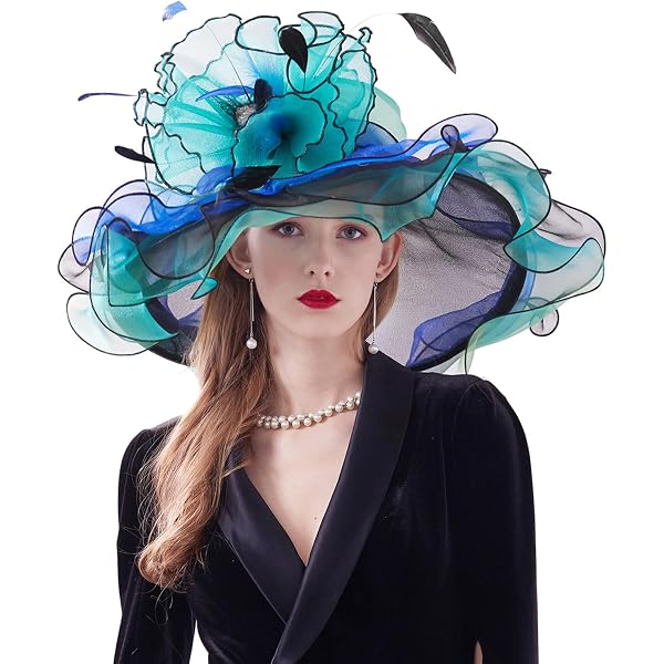 5968 Feathers Flower Fascinators Hat For Women Organza Fabric Headband Clip Fascinators Hat Flower Cocktail Lace Mesh Feathers Headband  main image 3