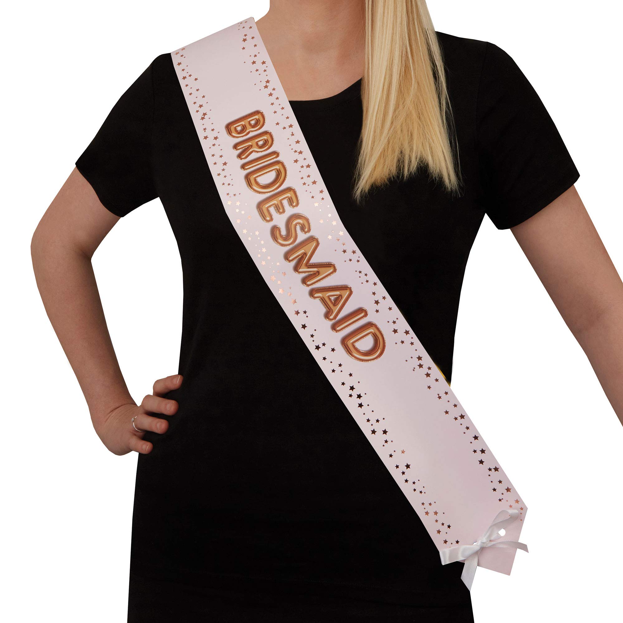 Neviti 773994 Glitz & Glamour Hen Party Sash-Bridesmaid-2 Pack, Pink/Rose Gold, 159 x 10 x 1.8