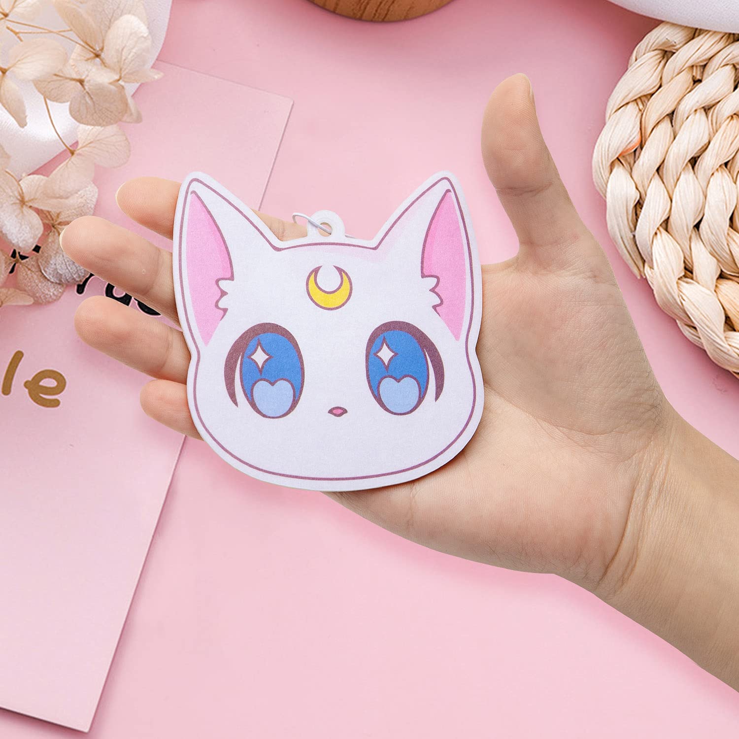 L1rabe Car Air Freshener Anime Moon Cat Artemis Incense Chips, 4 Styles and Scents of Anime Moon Cat Artemis Car Rearview Mirror Pendant Cute Aromatic Accessories Bedroom Closet Shoe Closet Deodorant