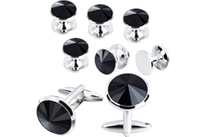 HAWSON Cufflinks for Men with 4/6 pcs Shirt Studs Set, Gift Box Packed, Mens Jewelry or Accessories for Wedding, Party, Anniversary, Birthday