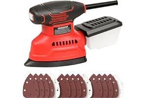 Vkndoynt Detail Sander, 12,000 OPM Mini Electric Sander with Dust Collector, 1.1Amp Power Mouse Sander with 15PCS Sanderpaper