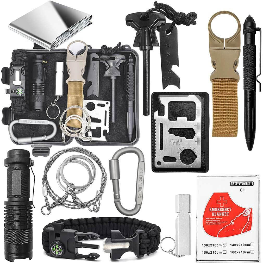 Emergency Survival Gear Kit - Gifts For Christmas Birthday Fathers Day Graduation, Edc Tool for Outdoor Backpack Hiking, Presents for Men Kids Teen Boy Scout Veterans Husband Dad Valentine Boyfriend