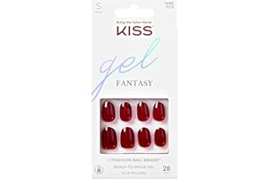 KISS Gel Fantasy, Press On Nails, Nail glue included, 'One Call', Red, Short Size, Oval Shape, Includes 28 Nails, 2g glue, 1 Manicure Stick, 1 Mini File