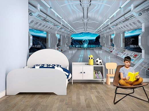 Fotomural Vinilo Pared Infantil Interior Nave Espacial